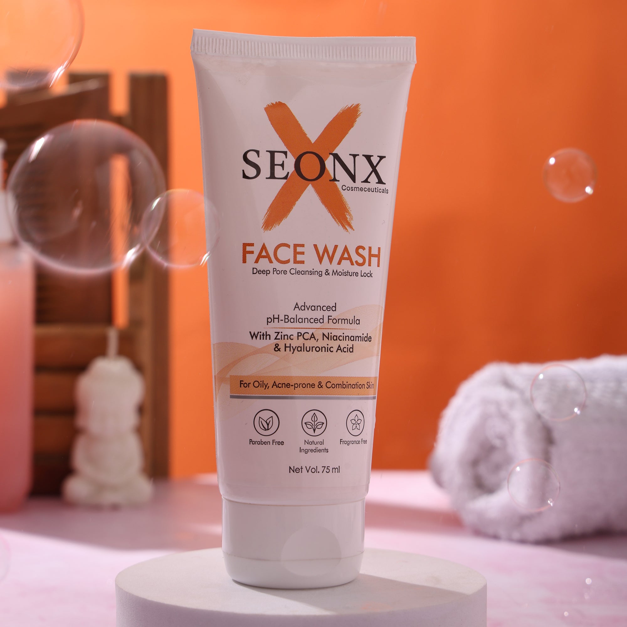 Face Wash 75ml | pH Balanced Facial Cleanser with Zinc PCA, Niacinamide & Hyaluronic Acid | Deep Cleansing Face Wash for Oily, Acne-Prone & Combination Skin