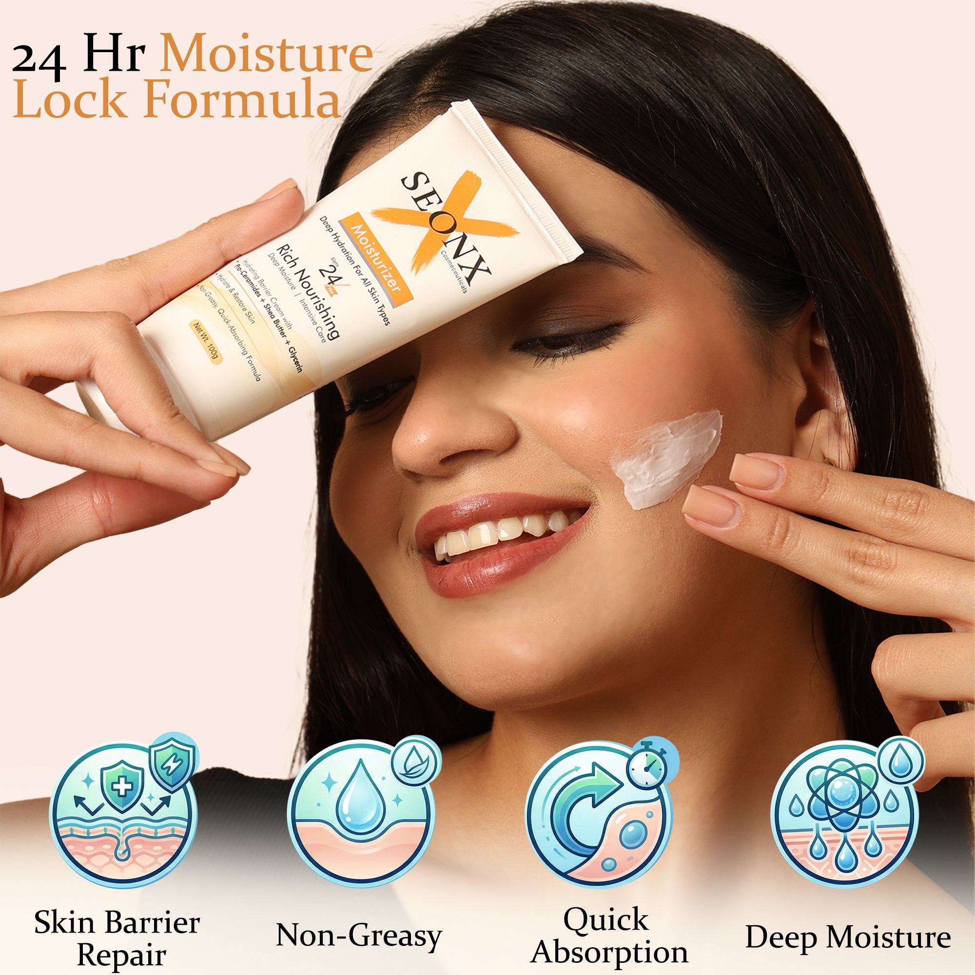 Moisturizer Cream 100g | Hydrating Face Moisturizer with Pro-Ceramides, Shea Butter & Glycerin | Lightweight Daily Use Cream for All Skin Types