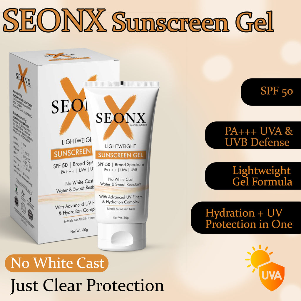 Sunscreen Gel SPF 50 PA+++ | Lightweight Oil-Free Face Sunscreen | Broad Spectrum UVA UVB Protection | Daily Use for All Skin Types | Non-Greasy Texture 60g